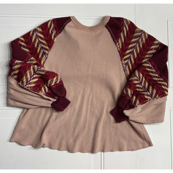 Free People Rainbow Dreams Top Arizona Sands Oversized Sz XS Balloon Sleeve - Picture 8 of 8